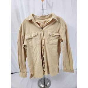 Capacity Knits‎ Cream Corduroy Button Down Shirt Men Medium Long Sleeve Cotton